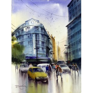 Sarfraz Musawir, Jama Cloth Market, 11 x15 Inch, Watercolor on Paper, Cityscape Painting, AC-SAR-088